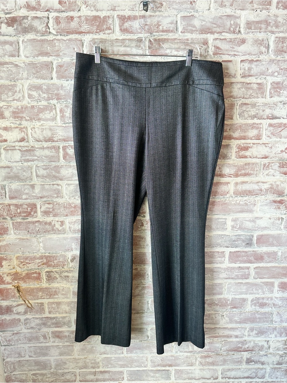 New York & Company Charcoal Pinstripe Flare Pants